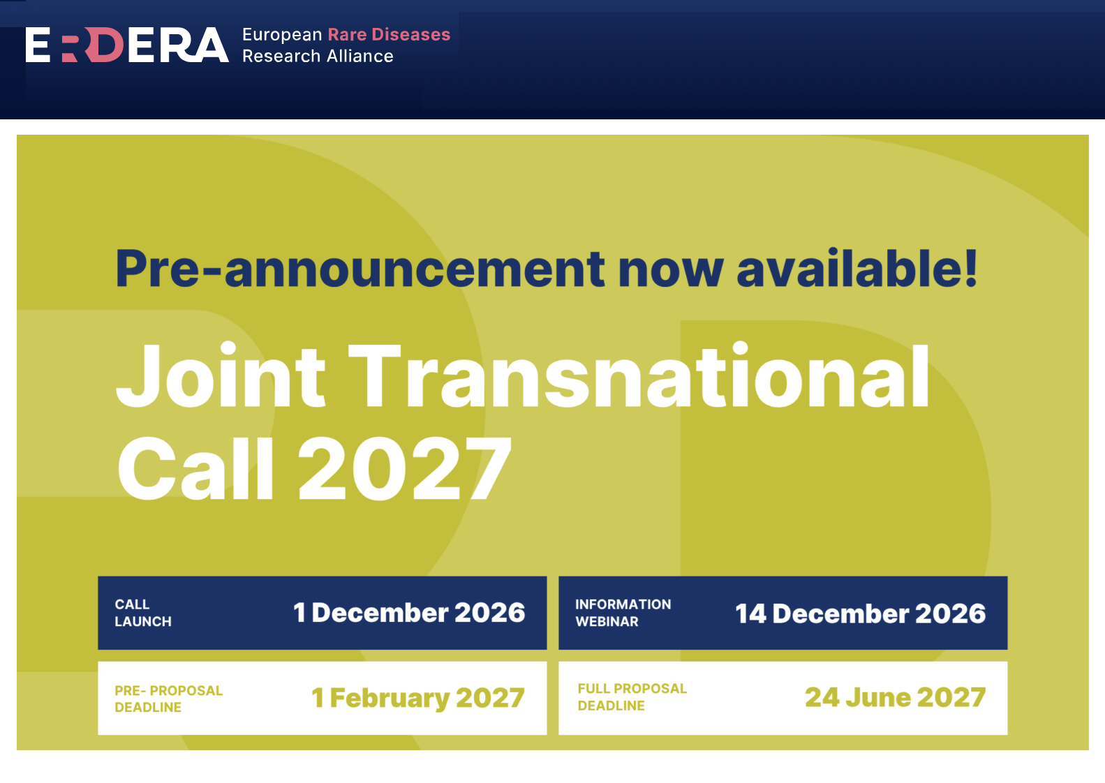 ERDERA 2027 Joint Transnational Call – Pre-announcement